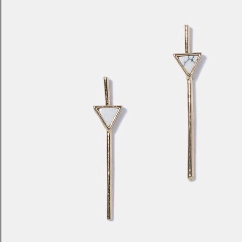 Dainty Marble and White Gold Earrings